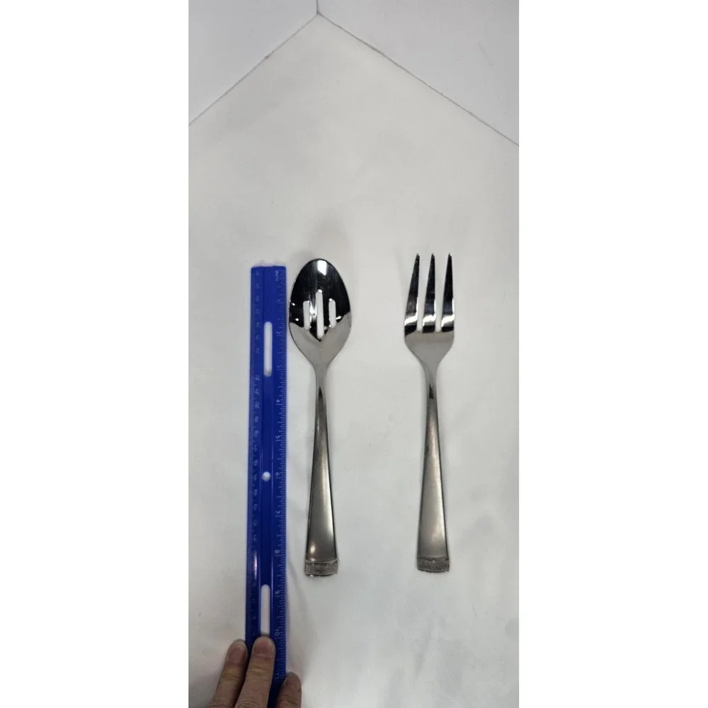 Cambridge Gratitude Serving‎ Spoon Fork Set Satin Glossy Stainless Steel